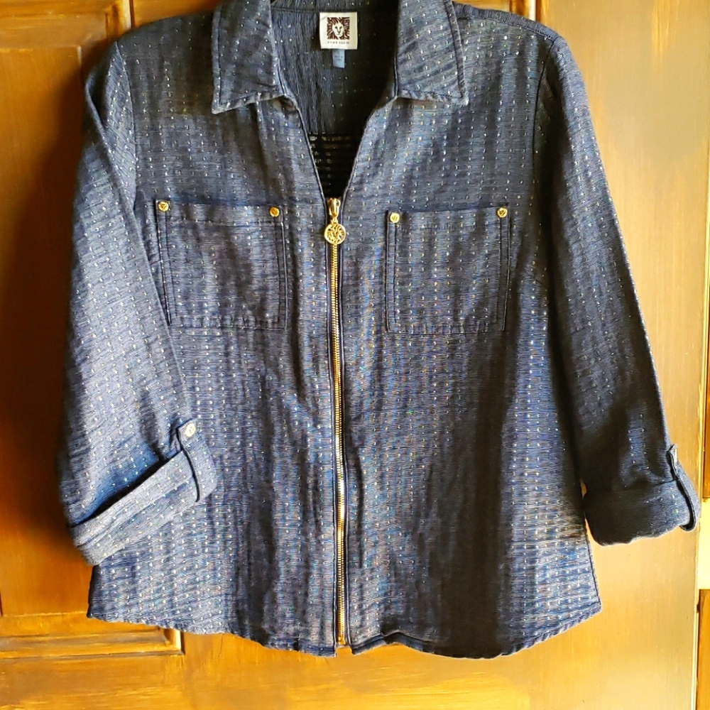 Anne Klein Mock Denim Top